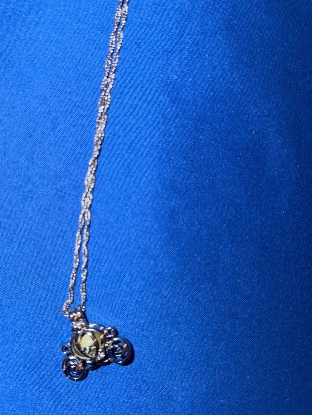 Delicate Silver Chain Necklace with Intricate princess coach pendant